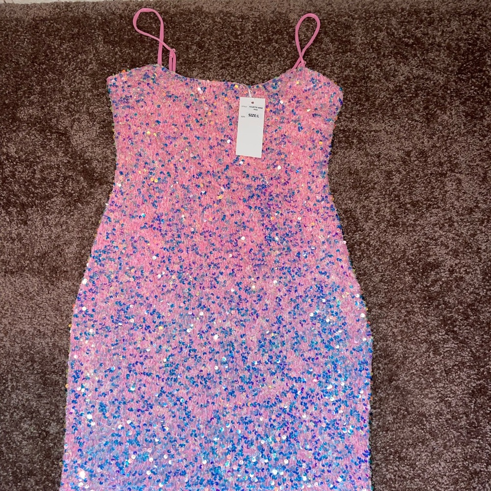 Sequin pink mini dress